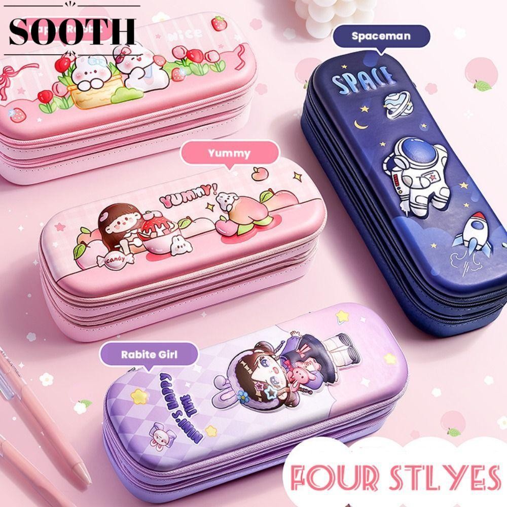 ดินสอ SOOTH กล่องปากกา Capyabra ความจุขนาดใหญ่, กระเป๋าปากกาสองชั้นกันน้ํามัลติฟังก์ชั่นนักเรียน