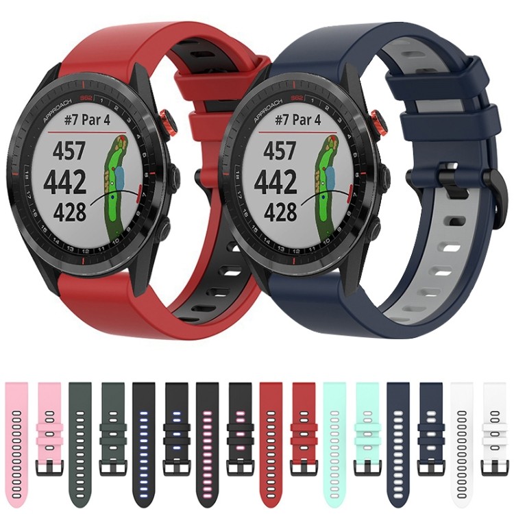 จัดส่งในวันเดียวกัน สําหรับ Garmin Approach S62 22 มม. สายนาฬิกาซิลิโคนกีฬา 2 สี