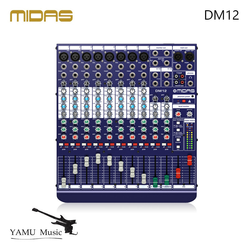 Midas DM12 12 Input Analogue Live และ Studio Mixer พร้อม MIDAS ไมโครโฟน Preamplifiers