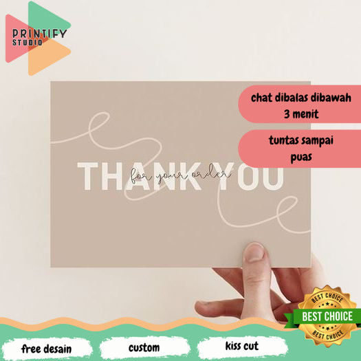 Printify TKC 3-15 พิมพ์ขอบคุณการ์ดการ์ดขอบคุณที่กําหนดเอง Olshop ขอบคุณการ์ด A3+