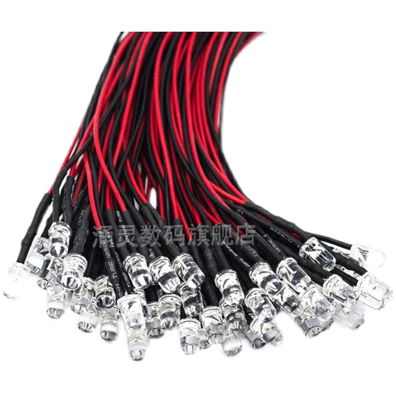 (ราคาสินค้า 10 รายการ) 5 มม. ไดโอดเรืองแสงสว่างสุด นํา พร้อมลูกปัดโคมไฟสายไฟ 5 โวลต์/12 โวลต์รุ่นตกแต่งของเล่นรถไฟแสดงสถานะ - รูปที่ 3