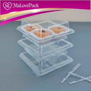 MA LOVE PACK ขายปลีก ห่อ50ชุด รุ่นE44 ถาดสีช่องฐานใส ฝาพับในตัว กล่องหลุมเค้กเหลี่ยม