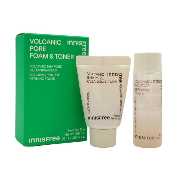 Innisfree Jeju Volcanic Pore Clean Kit 3items (Cleansing Oil 25ml, Toner 2x 25ml, Foam Ex 80ml) / Ki