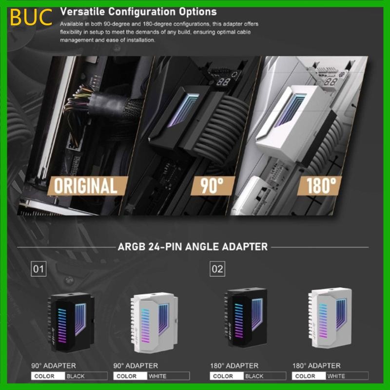 BUC 24Pin อะแดปเตอร์จ่ายไฟ 24Pin 180 องศาตัวเชื่อมต่อไฟ ARGB 180 องศา 180° เมนบอร์ดตัวเชื่อมต่อ