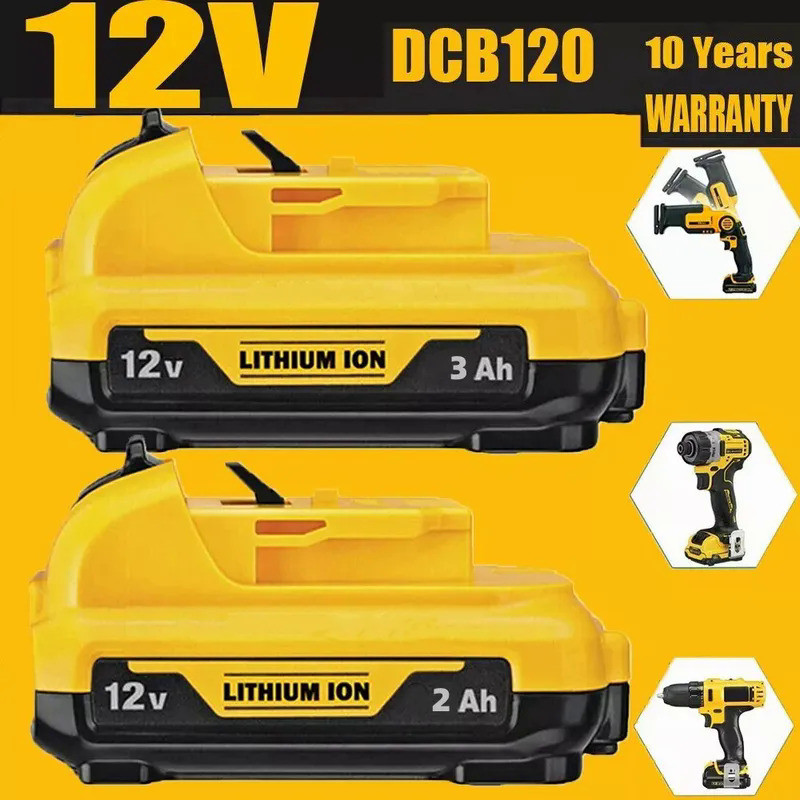 Cordless/Rechargeable for Dewalt DCB120 Lithium ion Batteries 12V 3.0Ah Battery DCB124 DW089LG DCD70