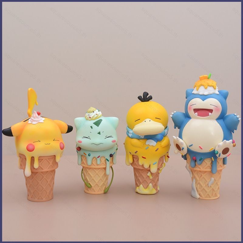 Lg Pokemon Ice Cream Cone Pikachu Snorlax Bulbasaur Psyduck Action Figure ของเล่นสําหรับของขวัญเด็กค