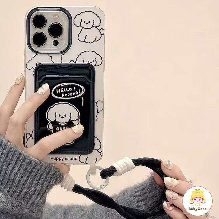 การ์ตูนน่ารักลูกสุนัขกระเป๋าเงินสร้อยข้อมือ เคสiPhone 16 13 11 12 15 14 Pro Max XR 7 16 8 15 14 Plus X XS Max SE 2020