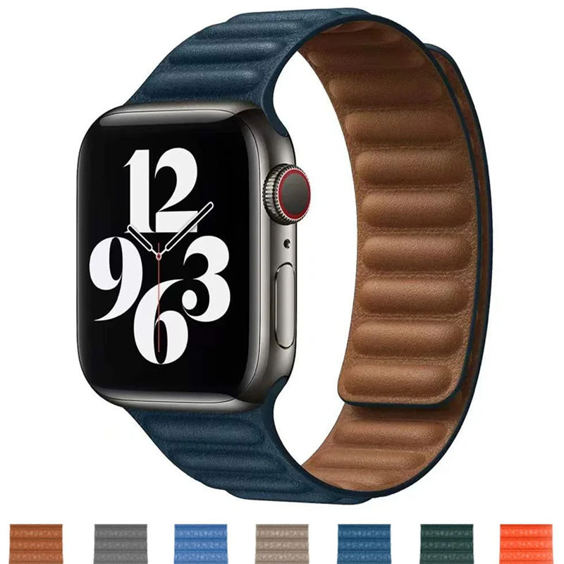 สายหนัง Magnetic Loop Link สร้อยข้อมือซิลิโคนสําหรับ Apple Watch S10 42 46 iWatch ultra 10 9 8 7 6 SE 5 4 3 49/45/44/42/41/40/38 มม.