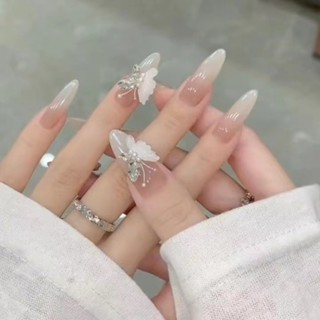 Sophiaura เล็บปลอม 24 ชิ้น พร้อมกาวฟรี ดีไซน์น่ารัก รูปทรงอัลมอนด์