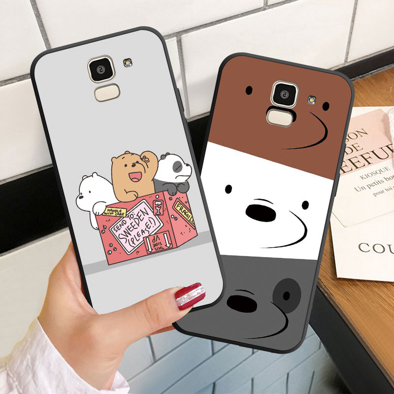 ปลอกสําหรับ Samsung J4 + J6 + J4 J6 Plus J2 Pro J8 2018 J5 J7 Prime Soft Silicoen เคสโทรศัพท์สาม Naked Bears