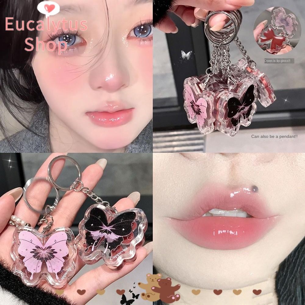 Eucalytus1 Capuvini Butterfly Solid Lip Gloss, Lip Care Hydrating ลิปสติก, แต่งหน้าติดทนนานพวงกุญแจล