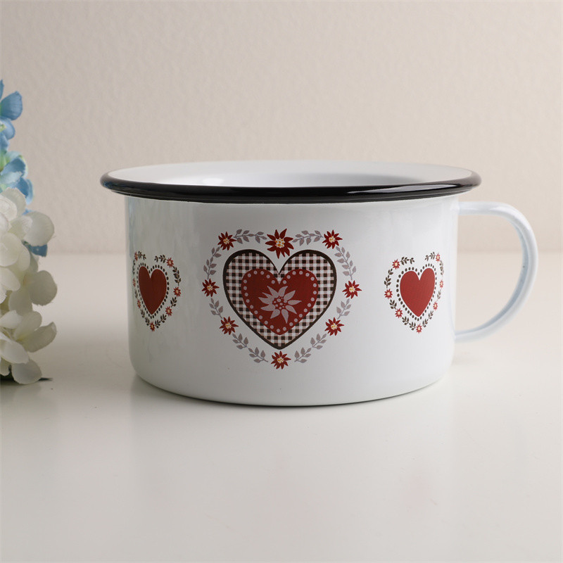 ส่งออก Finnish Peach Heart Series ถ้วยบะหมี่กึ่งสําเร็จรูปแบบหนาพร้อมฝาปิดกล่องอาหารกลางวันชามบะหมี่