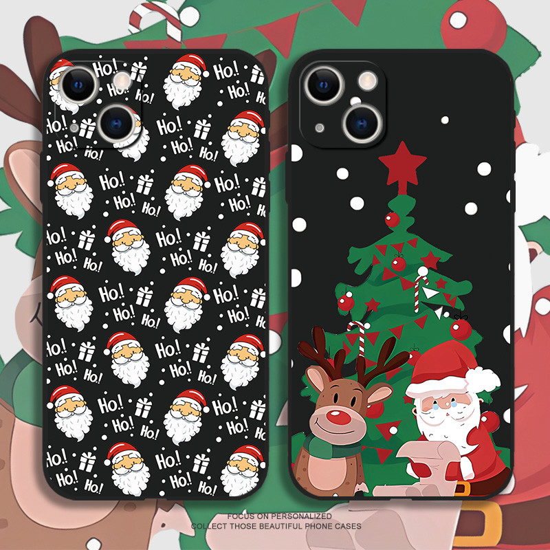 Santa Elkโทรศัพท์มือถือป้องกันกรณีสําหรับiPhone 11 12 13 14 15 16 Pro Max 13 Mini 14PLUS X XS XR XSNAX 6 8 7 Plus Se2020 Coolสีดําเคสโทรศัพท์Soft TPUซิลิโคน
