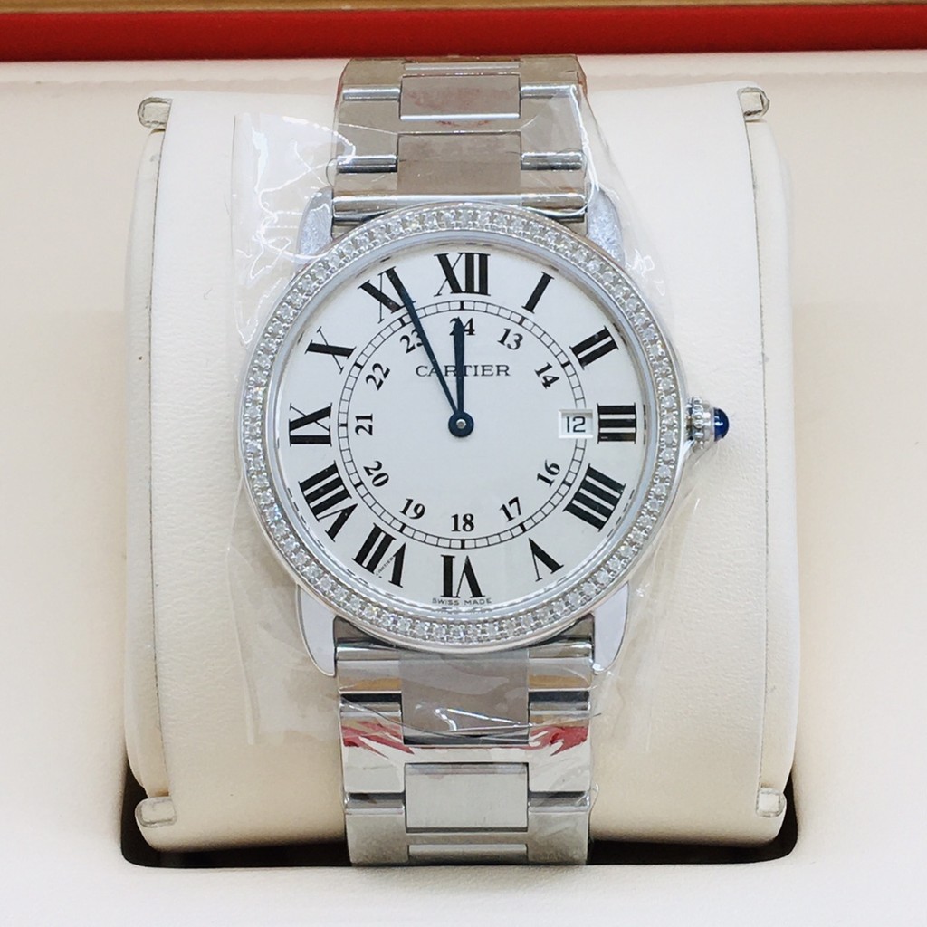 Cartier Cartier Cartier SOLO Series Quartz Movement แหวนด้านนอก หลังเพชร นาฬิกา Unisex W6701005