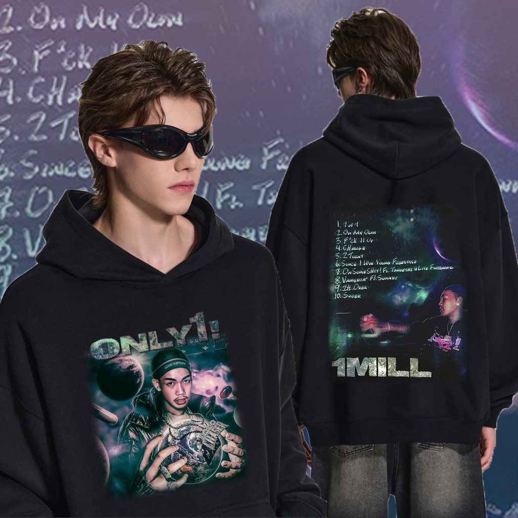 1mill ใหม่ Hoodie สีดำและสีขาว 2 สี 1MILL เสื้อกันหนาวแฟชั่นผู้ชายแขนยาว 1MILL hoodies M-3XL