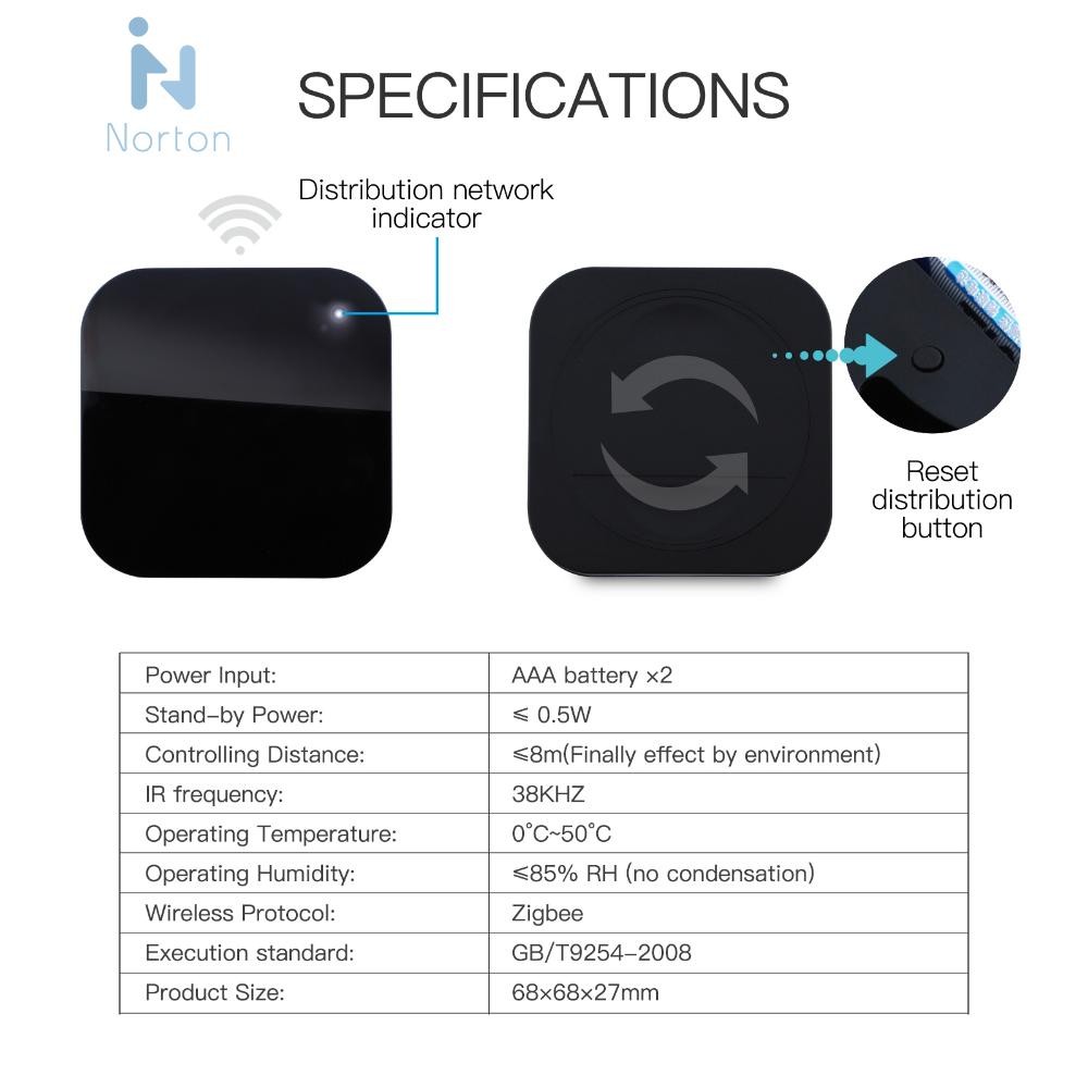 Zigbee เครื่องปรับอากาศ TV IR Remote ใช้งานได้กับ Alexa Google Home Powered โดย Tuya [Norton.th]