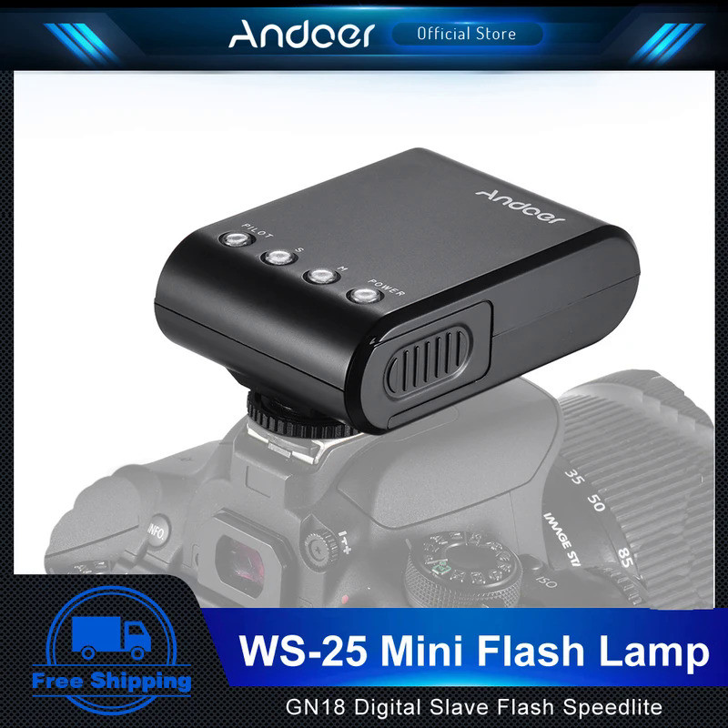 Andoer WS-25 Mini Digital Slave Flash Lamp Portable On-Camera Flash GN18 for Canon Nikon Pentax Sony