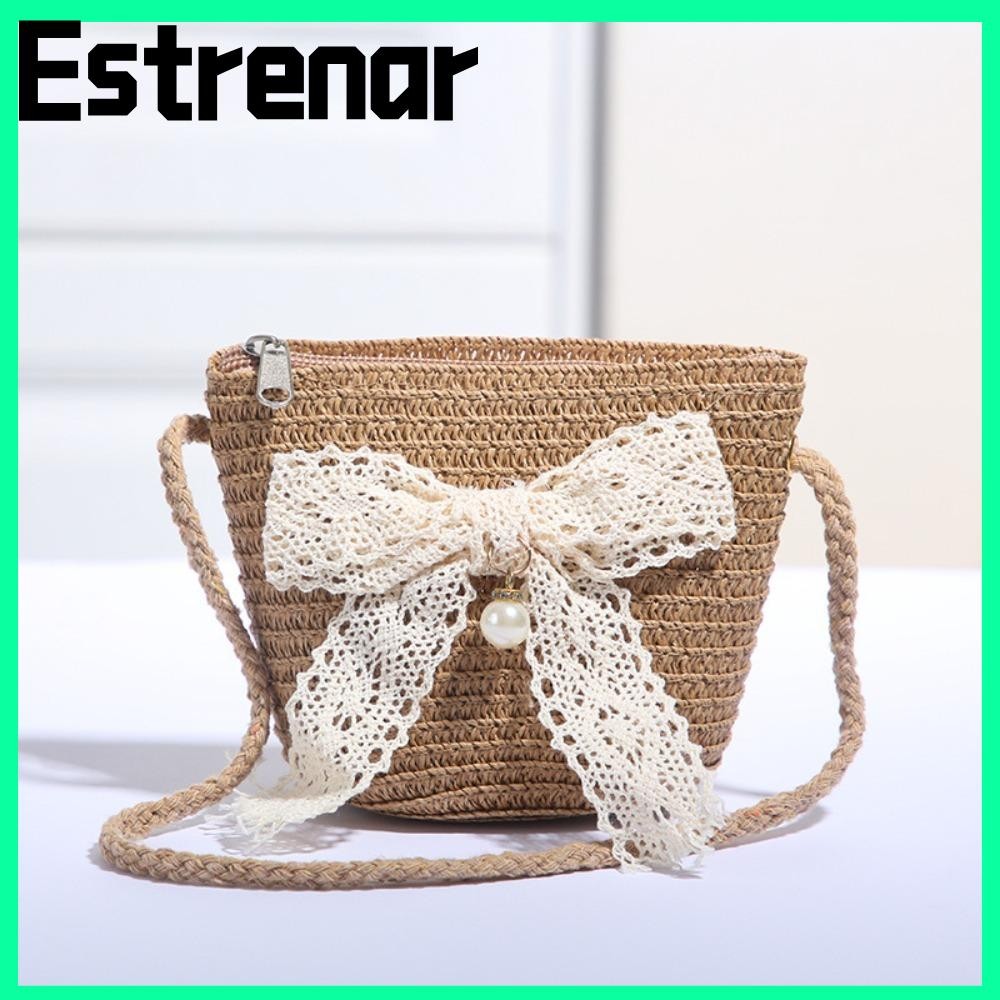 Estrenar กระเป๋าชายหาด, กระเป๋าผ้าทอฟางย้อนยุคลําลอง, 2024 อินเทรนด์ Messenger Bag Party