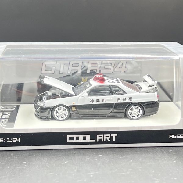 Cool ART 1:64 Nissan GT-R R34 Nissan GT-R R34 Opened Police Car livery.Diecast Police car Ordinary