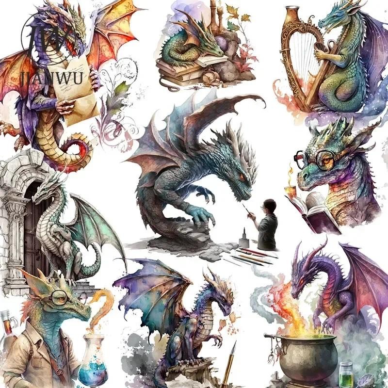 Jianwu Vintage Dragon Flower Book ภูมิทัศน์วัสดุ Collage สติกเกอร์ Creative DIY Journal Scrapbooking เครื่องเขียน