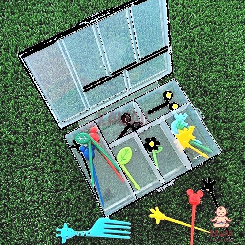 6 ช่อง Bento กล่องเก็บ Bento Skewer FoodPick กล่องอุปกรณ์เสริม Bento เครื่องมือต่างหูสร้อยคอปุ่มลูกป