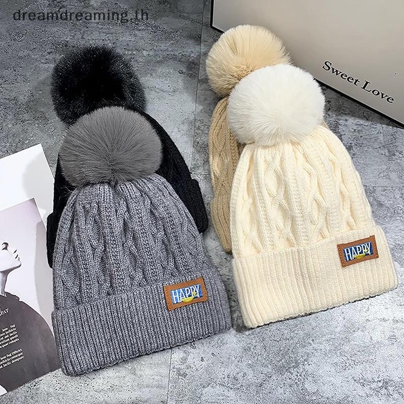 New Winter Cap New Fleece-Lined Warm Wool Hat Korean Style Beanie Hat Fashion Simple Face-Looking Small Knited Girl Cap.