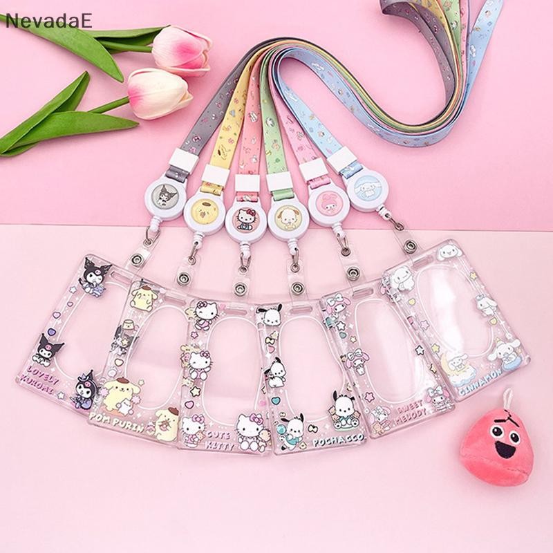 Nd Sanrio Kuromi My Melody การ์ตูนผู้ถือบัตรอะนิเมะ Cinnamoroll Pochacco Pompom Purin น่ารักภาพนักเรียนผู้ถือบัตรอาหาร Lanyard A