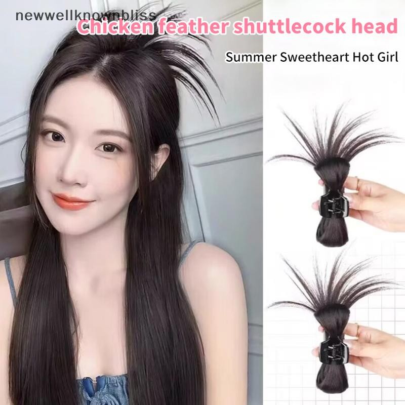 Newwellknownbliss ครึ่งผม Claw Feather ลูกขนไก่วิกผมจับคลิป Lazy Meatball หัวผู้หญิงผมหางม้าสูงอุปกรณ์เสริมผม CCD