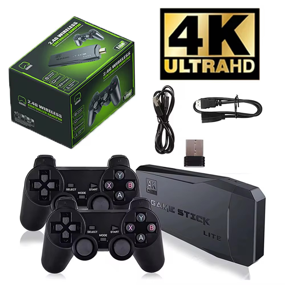 จอยเกมวิดีโอคอนโซล Retro TV Console 64G พร้อม 20000 เกม รองรับ 4K HDTV Game Stick คอนโทรลเลอร์ไร้สาย AV/HDMI