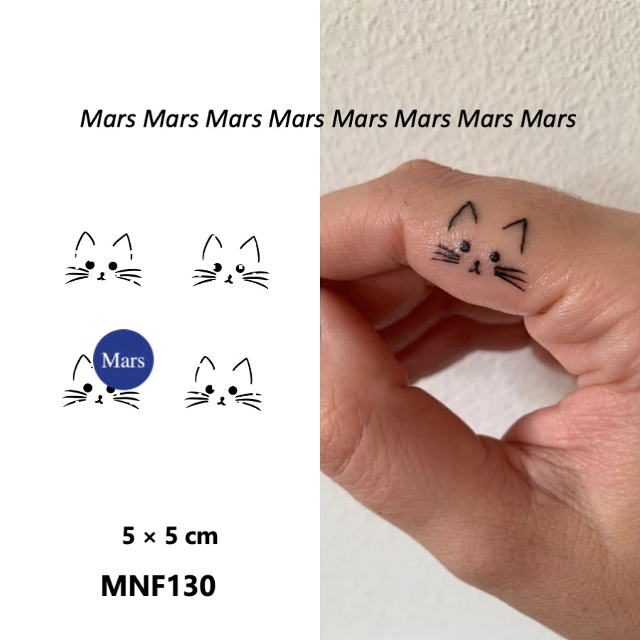 Mars Tattoo NEW Technology_magic คงทนยาวนาน 2 สัปดาห์, สติกเกอร์รอยสัก, รอยสักชั่วคราว, ลูกแมวน่ารัก, MNF130