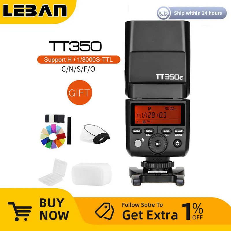 Godox TT350C TT350S TT350N TT350O TT350F TT350P Mini แบบพกพาแฟลช TTL HSS Speedlite สำหรับ Sony Nikon