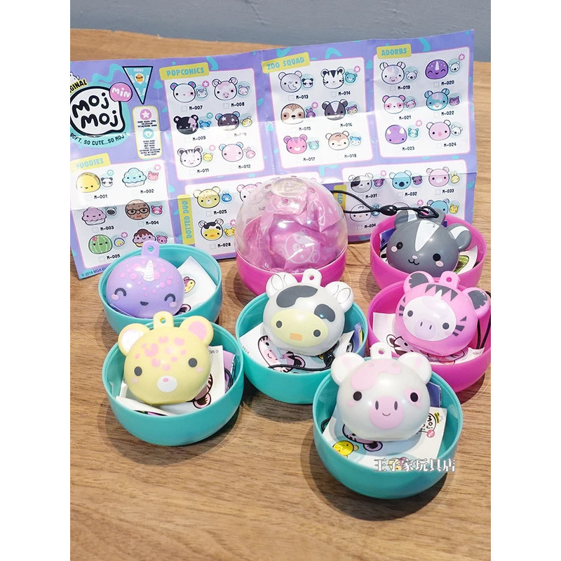 Original Mojmoj Kawaii สัตว์บีบของเล่นแคปซูล Soft Bubble บีบจี้ Gashapon คอลเลกชันความเครียดบรรเทาขอ