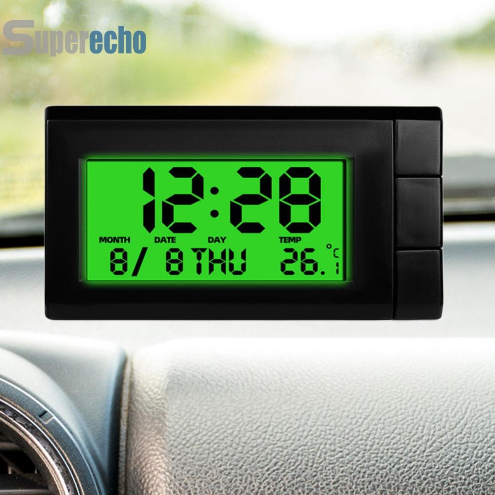 Auto Digital Calendar 2 in 1 นาฬิกาดิจิตอลสําหรับอุปกรณ์เสริมในรถยนต์สําหรับชิ้นส่วนรถยนต์ [superecho.th]