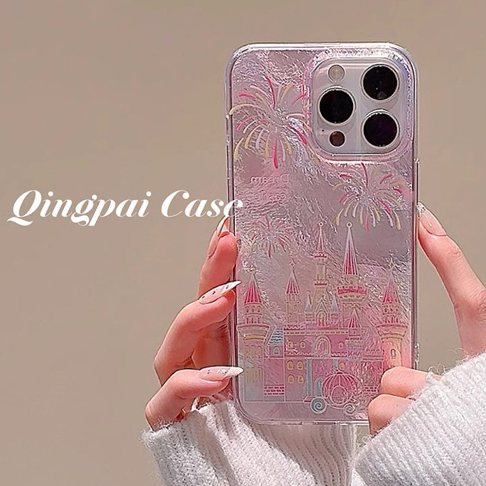สําหรับiphone 11 กรณีThickenกันกระแทกIphone 14 Pro Max Dreamy Girly Castleดอกไม้ไฟกล้องสําหรับIPhone 16 15 14 13 12 11 Pro Max 16 Plus