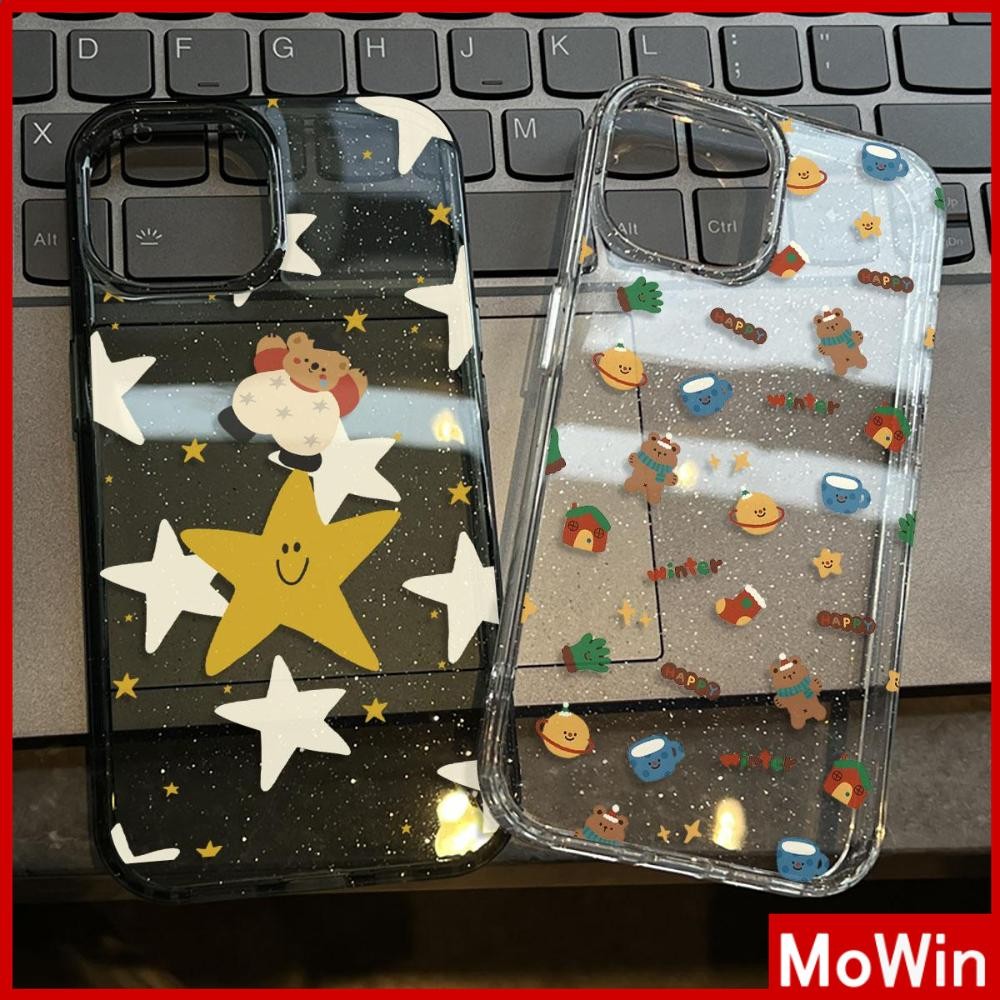Movin - เคส iPhone 16 Pro Max iPhone 11 เคสใสแบบแวววาว TPU นุ่มสีสันสดใส สัตว์คริสต์มาสน่ารัก Compatible iPhone15 Pro max 14 13 12 Pro max XS XR 7 Plus 8 Plus