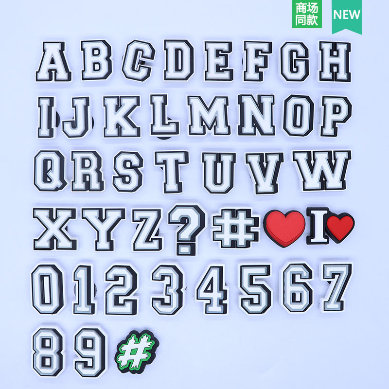Crocs Jibbitz Alphanumeric series หัวเข็มขัดรองเท้า AZ รูอุปกรณ์เสริมรองเท้า charm crocs 0-9 รองเท้าแตะหัวเข็มขัดตกแต่ง