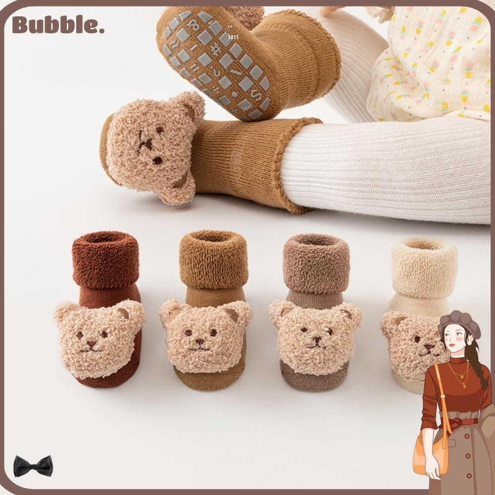 Bubble ฤดูหนาวผ้าฝ้ายนุ่มหมีถุงเท้า, Antiskid Combed ผ้าฝ้าย Anti Slip Soled ถุงเท้า,หนา Plush หมีน้อยทารกแรกเกิดเด็กวัยหัดเดินถุงเท้าเด็ก