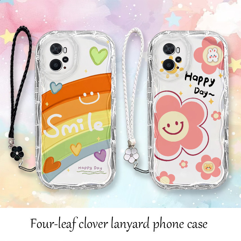 สี่มุมหนากรณีสําหรับ Oppo A76 A96 เคสโทรศัพท์กันกระแทกและกันน้ํา Coffee Cat รูปแบบ Sun ดอกไม้ Rainbo