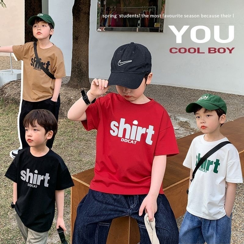 เสื้อยืดkid(8-40กก.) ผ้าฝ้าย 100% แขนสั้นคอกลมเสื้อยืดเด็กสไตล์เกาหลีบางท็อปส์ฤดูร้อนเด็กแฟชั่นสวมใส่