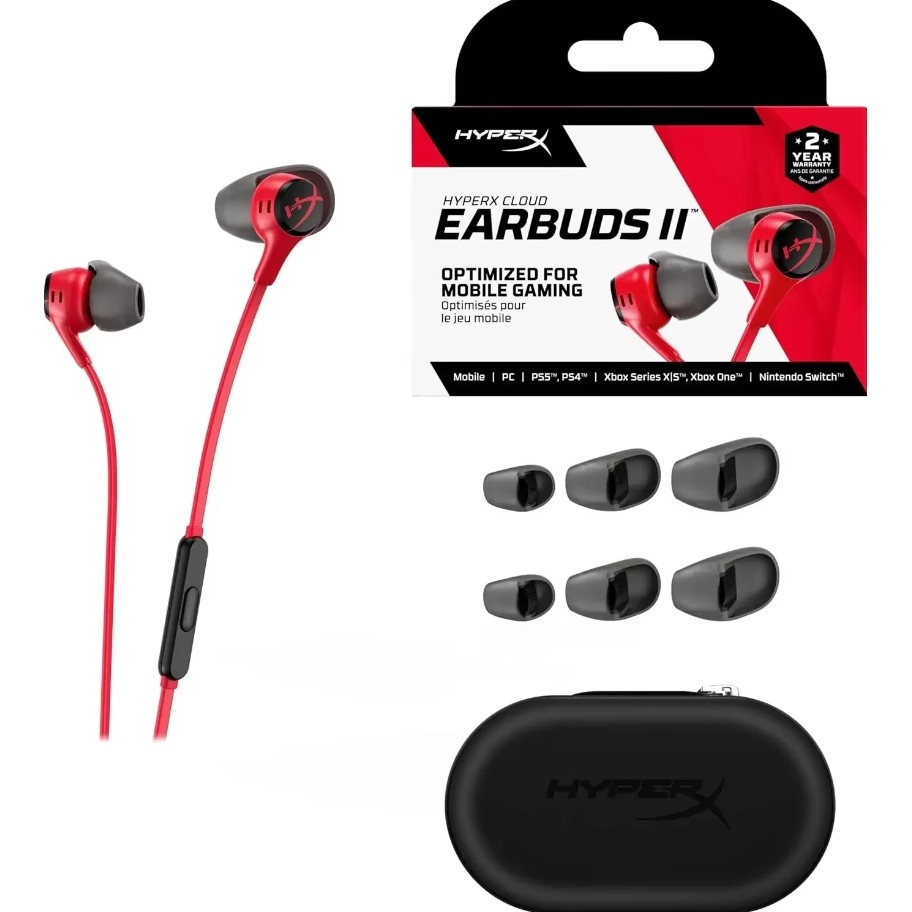 Hyperx Cloud Earbuds II 2 หูฟังสําหรับเล่นเกมพร้อมไมโครโฟน Immersive แบบมีสายหูฟังชนิดใส่ในหูสําหรับ