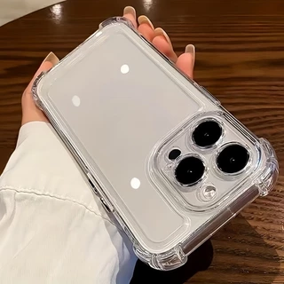 ใหม่ iPhone กันกระแทกเคสโทรศัพท์นุ่มโปร่งใส 16/15/14/13/12/11 Pro Max Plus X XS Max XR 7Plus 8Plus หรูหราโปร่งใสขอบฝาครอบป้องกัน