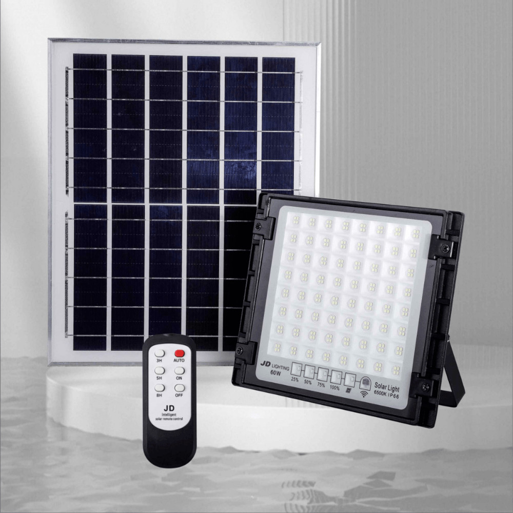 Lookpat_Mall JD โคมไฟสปอร์ตไลท์โซลาร์เซลล์ 60W พร้อมรีโมท รุ่นJTGD-8860D แสงเดย์ไลท์ ยอดขายอันดับหนึ
