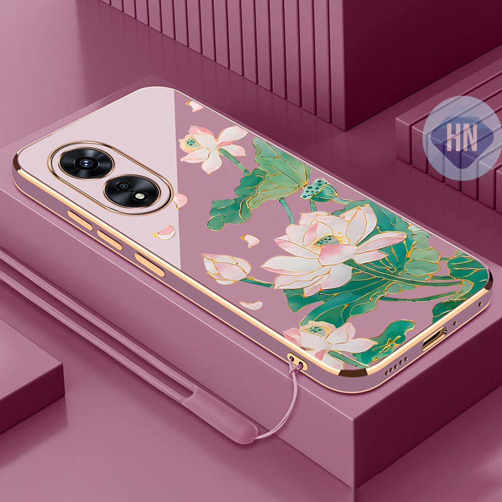 สําหรับ OPPO A58 4G A78 4G A58 5G A78 5G,A58X 5 เคสโทรศัพท์ Lucky Lotus ไฟฟ้า anti drop เคสโทรศัพท์ 