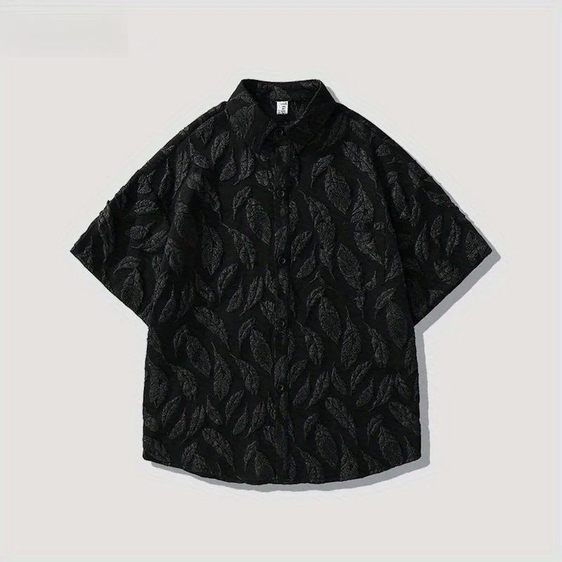 ชุดเสื้อแขนสั้นลายใบไม้ผู้ชาย สไตล์ลำลองลายดอกไม้ thumbnail 6