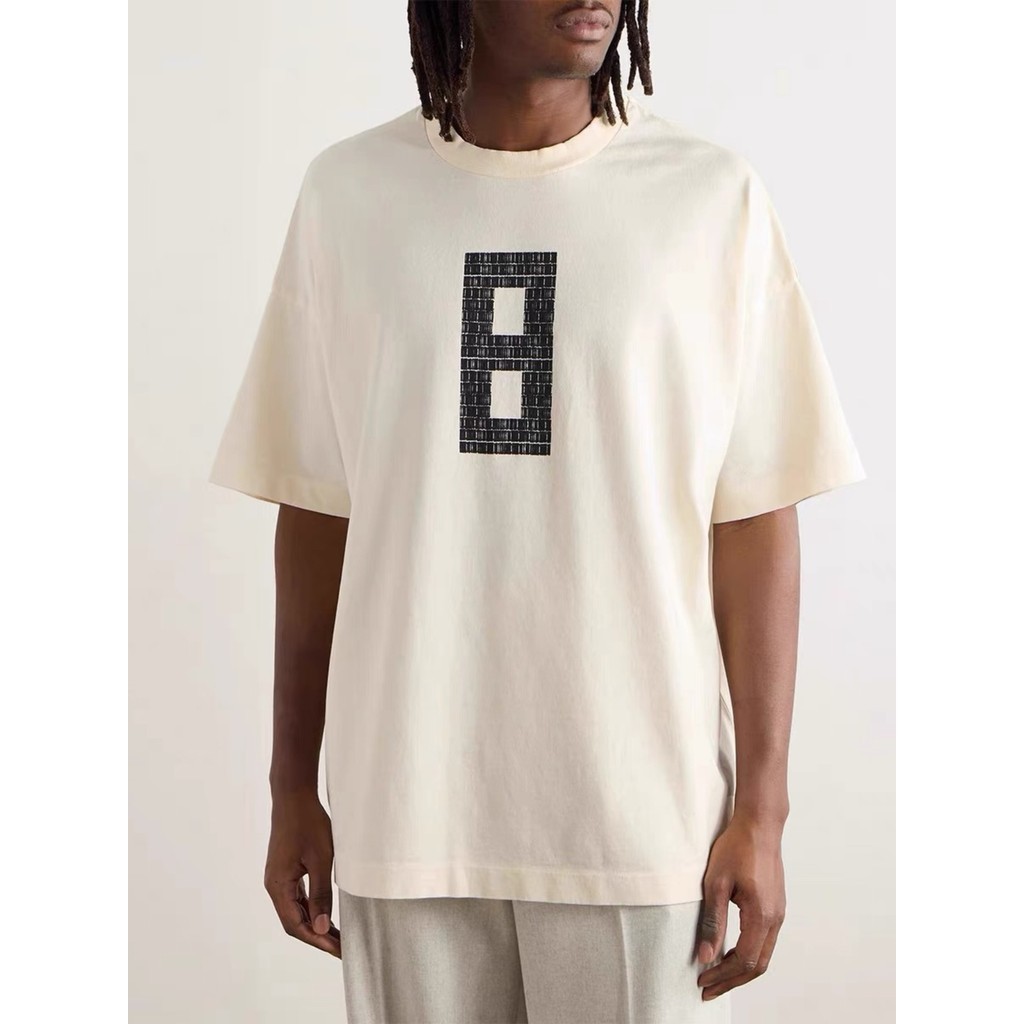 FOG FEAR OF GOD ESSENTIALS High Street 8-Word เสื้อยืดหลวมสําหรับผู้ชายและผู้หญิงคู่ฤดูใบไม้ผลิและฤด