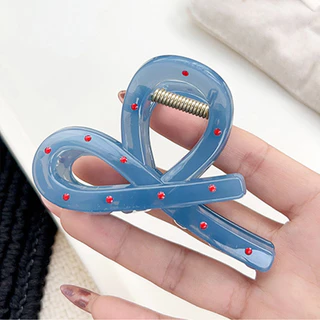 Simple Fog Blue Red Polka Dot กิ๊บติดผม High-end Niche Design หวานหนาเสื้อกันหนาวผม Shark Clip