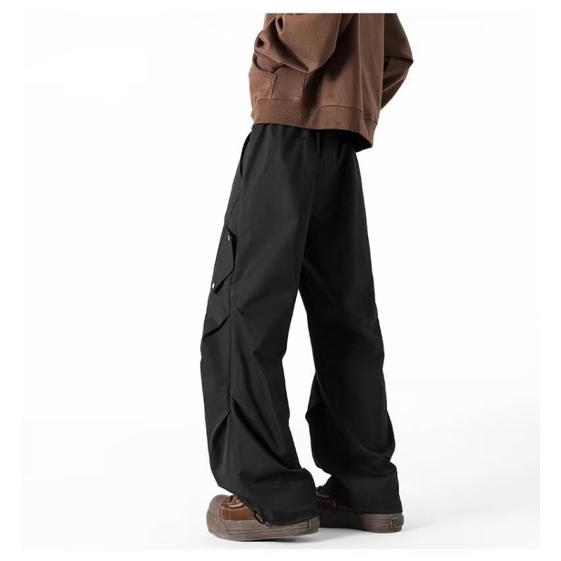 ม-8เอ็กแอล แฟชั่นญี่ปุ่นขากว้างกางเกงคาร์โก้ผู้ชายที่เรียบง่ายสบายๆหลวมขนาดบวกกางเกงขายาว