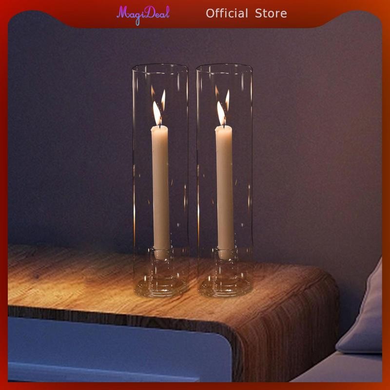 Magideal เชิงเทียนสูง 2 ชิ้น แจกันคอลัมน์ เชิงเทียน กันลม มัลติฟังก์ชั่น