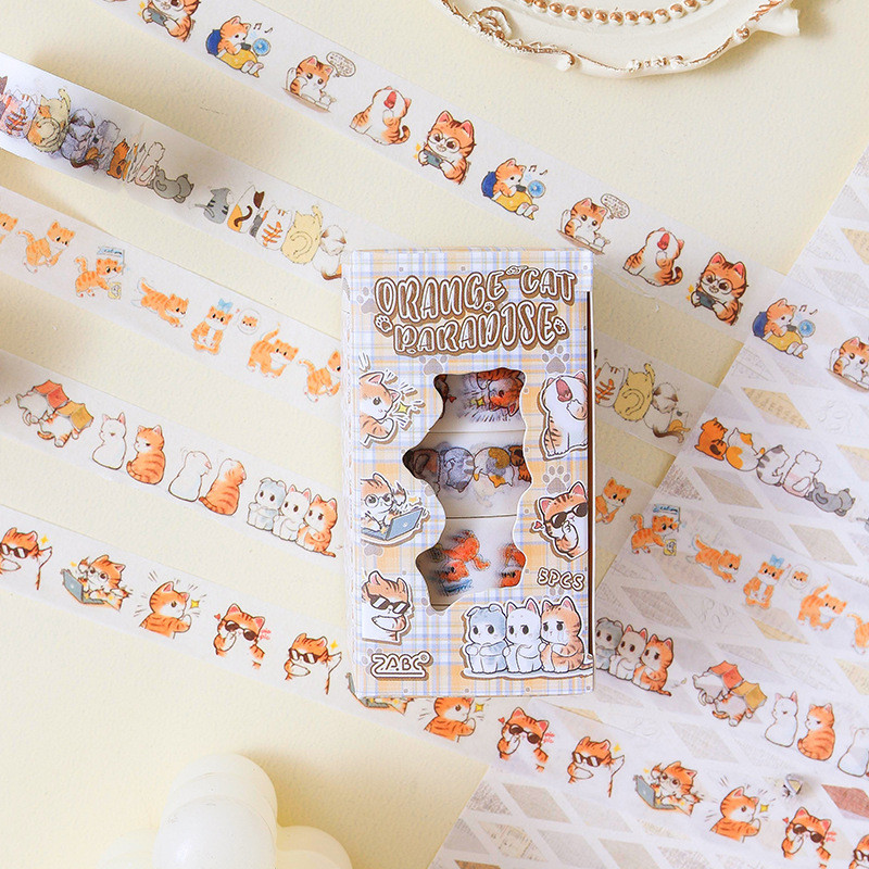 น่ารัก Washi เทปชุดแมว Kawaii สัตว์ตกแต่ง Washi เทปสําหรับ Scrapbooking อุปกรณ์ Bullet Journal อุปกร