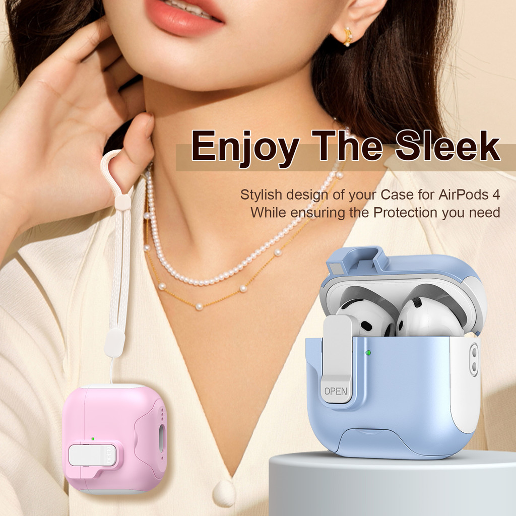 MANGO กรณีปลอกสําหรับ AirPods 1 2 3 4 Pro 2 กรณีปลอก Gen 2 3 4 2nd 3rd 4th Gen2 Gen3 Gen4 ล็อคที่ปลอดภัย Auto Pop-out วงเล็บโทรศัพท์ Lanyard การออกแบบที่ทนทาน
